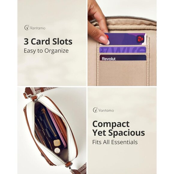 Crossbody Bag Faux Leather Small Purse RFID Blocking Adjustable Strap - Picture 3 of 6